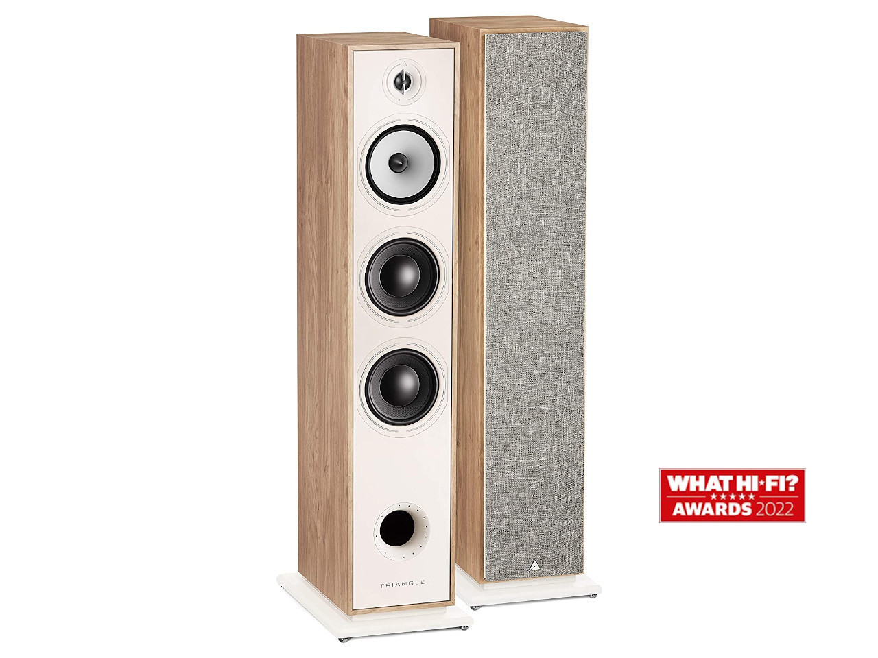 Hifi-Lautsprecher, Standlautsprecher, Holzoptik, Dreiklang-Lautsprecher, Waschbarer Stoffbezug