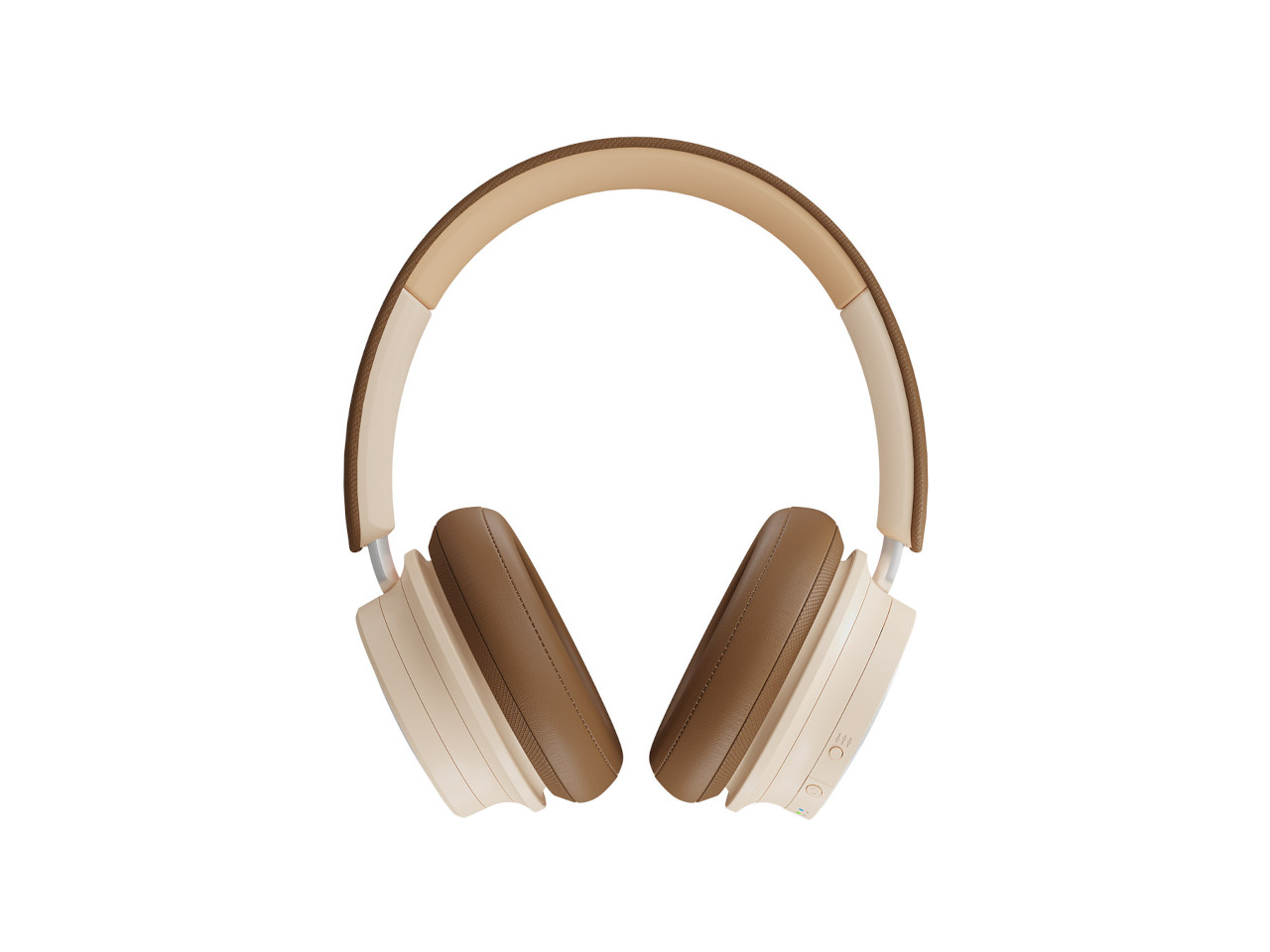 Kopfhörer, Over-Ear, Beige, Braunes Leder, Kabellos