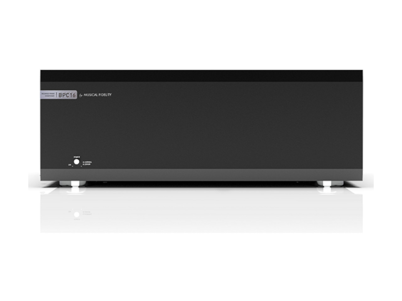 audiophile Verstärker, Stereoempfänger, schwarz Metall, Vorderseite, Bedienknopf