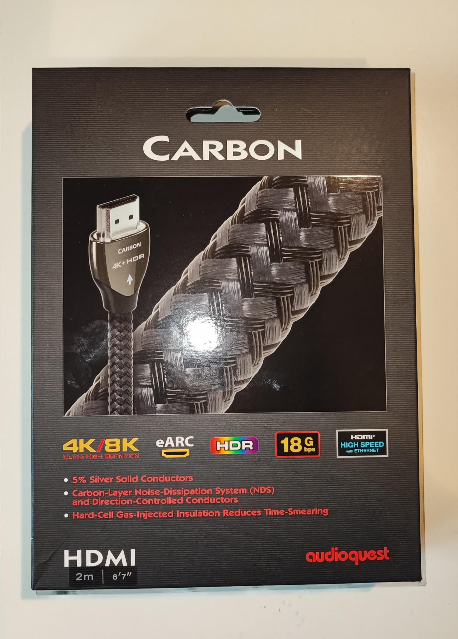 HDMI-Kabel, schwarz, geflochten, 2 Meter, 4K/8K