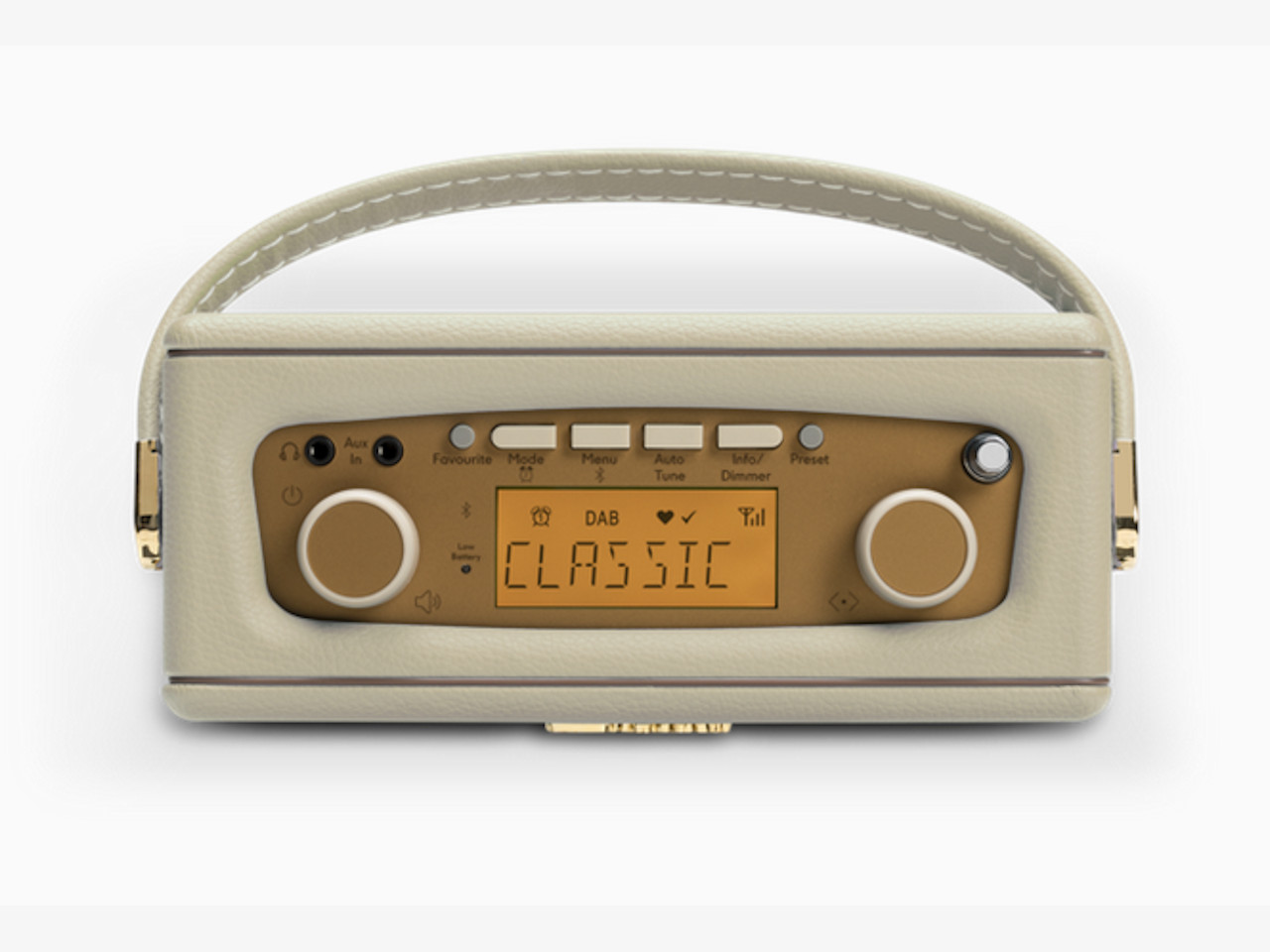 radio, portable radio, braunes Panel, Leder, digitalanzeige