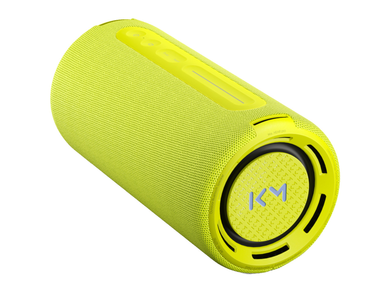 bluetooth speaker, portabler Lautsprecher, neon Gelb, zylindrischer Lautsprecher, Stoffabdeckung