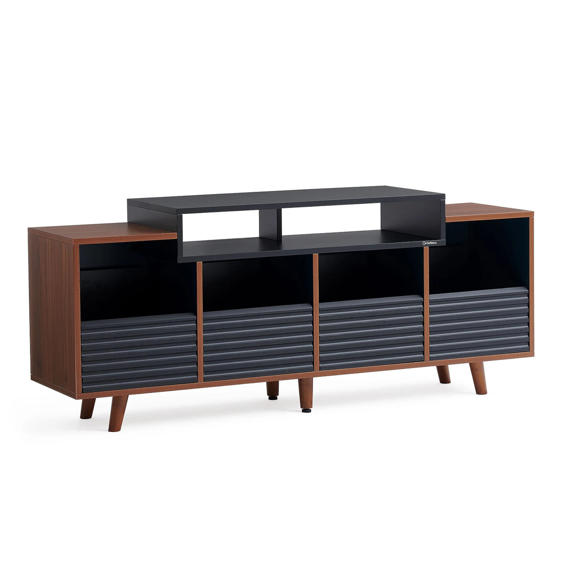 Lowboard, Medien Sideboard, Wandschrank aus Holz, TV-Konsole, Schrank mit gerippeten Türen