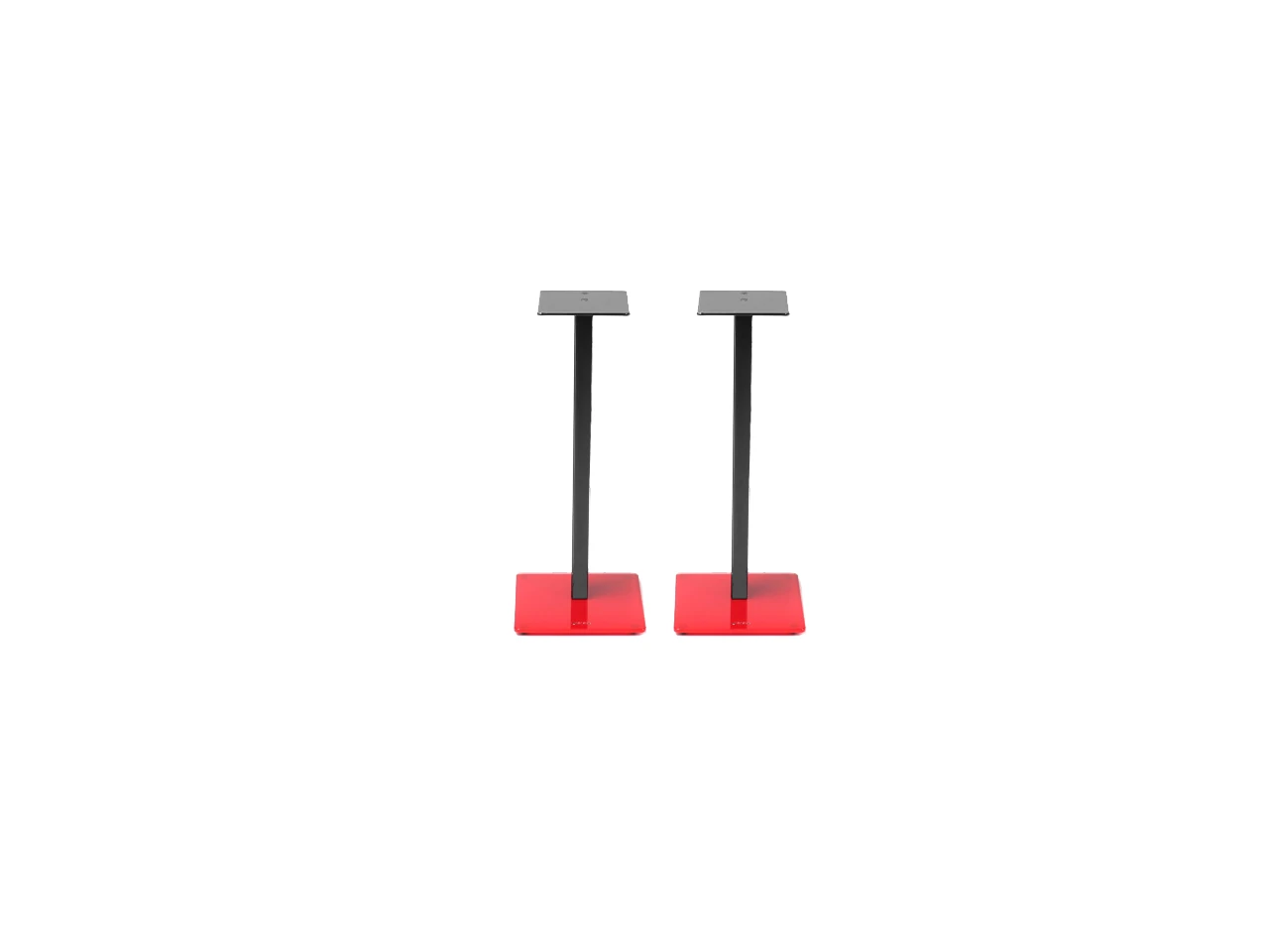 stool legs, red base, black legs, metal stand, pair of stands