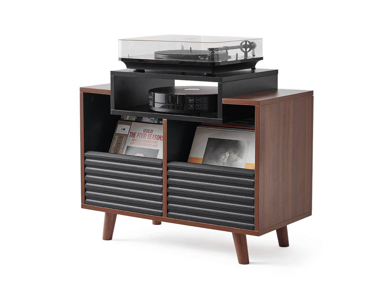Konsole, Sideboard, Vinyl-Aufbewahrung, Schallplattenspieler-Stand, Mid-Century